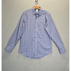Brooks Brothers Regent Casual Button Shirt Men's 15 1/2  34 Blue Plaid Classic
